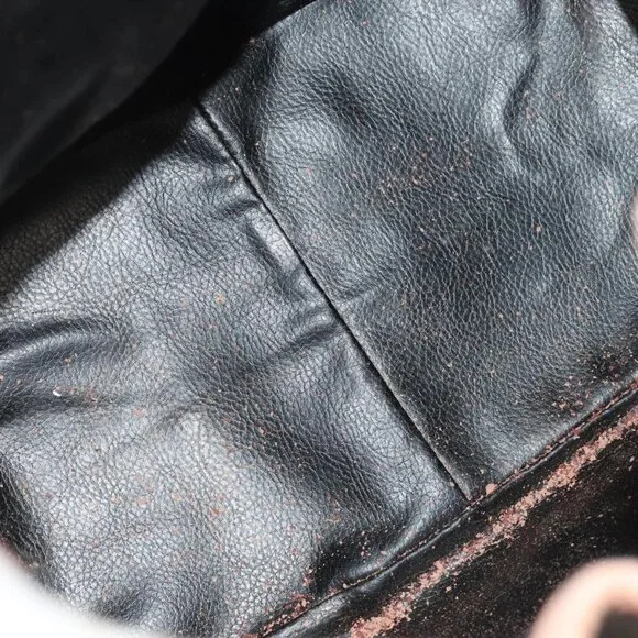 FENDI Pecan Canvas Shoulder Bag Brown Black Gold Auth 102701